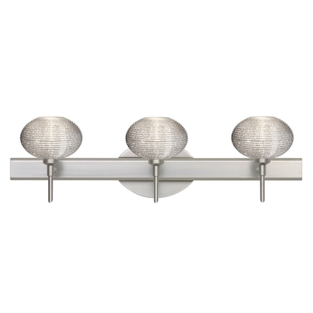 Besa Lighting Lasso Vanity, Glitter, Satin Nickel Finish, 3x40W Halogen 3SW-5612GL-SN